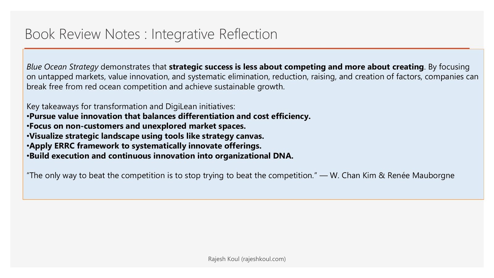 Blue Ocean Strategy review, page 13 of 14