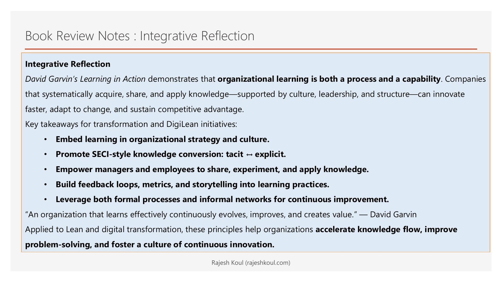 Learning in Action review, page 13 of 14